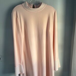 Karl Lagerfeld size 12 rose pink dress with pearl sleeves and collar